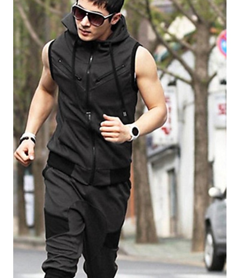 Men's Plus Size Casual Sports Suit,Sleeveless