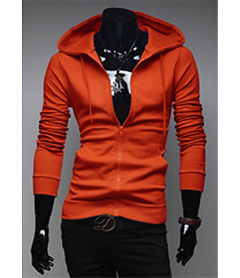 Men's Casual/Daily / Sports Active Regular Hoodies,Solid Blue / Red / White / Black / Gray / Orange / Yellow / Purple Hooded Long Sleeve