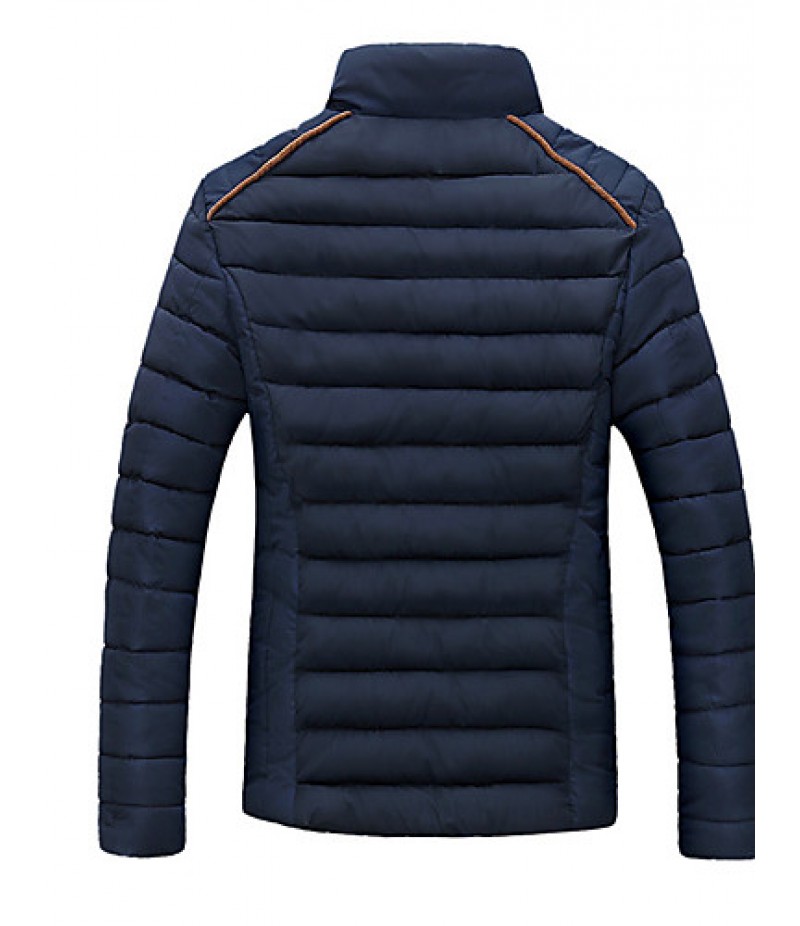 Men's Regular Padded Coat,Polyester Solid Long Sleeve