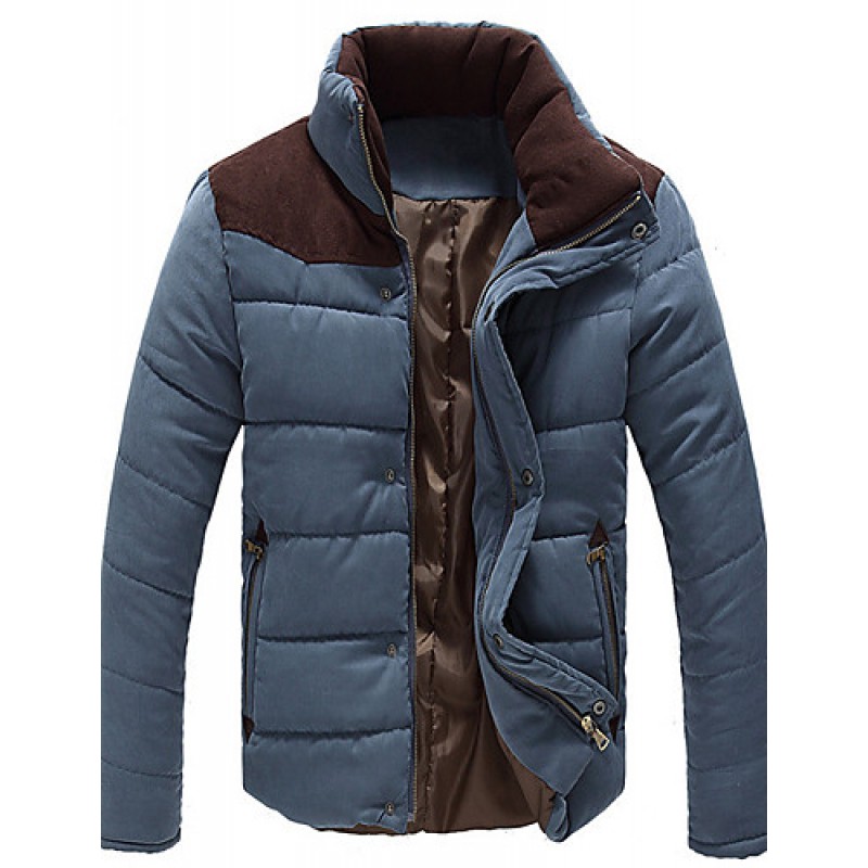 Men's Regular Padded Coat,Cotton Solid Long Sleeve